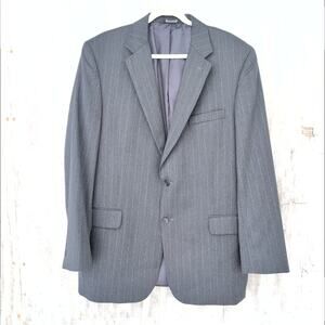 Joseph A Bank Charcoal Pinstripe 100% Wool Suit Jacket Men's 44Large
